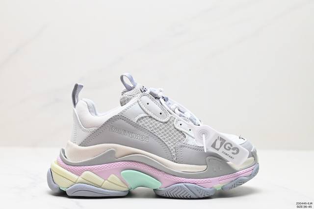 公司级巴黎世家老爹鞋 解构主义完美诠释潮流新时尚balenciaga Triple-S Sneaker 时装复古厚底 姥爷鞋 正确字体粗细 位置 大小 正确侧边