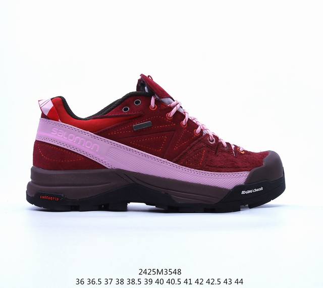 Salomon 萨洛蒙 X-Alpages Gtx For Tba 复古机能跑鞋 这双鞋面以 锯齿 状的包裹系统呈现 在黑色基底之下加入了各种色点缀 内嵌式的袜