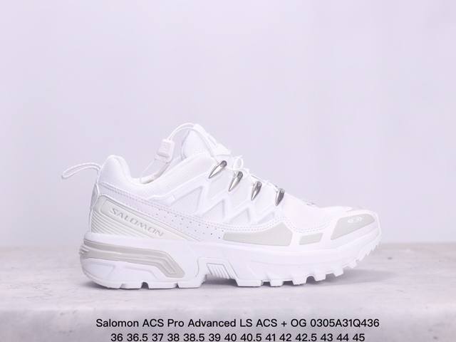 公司级 Salomon Acs Pro Advanced Ls Acs + Og 萨洛蒙复古潮流户外机能登山功能跑鞋 鞋面以 锯齿 状的包裹系统呈现 在基色底之