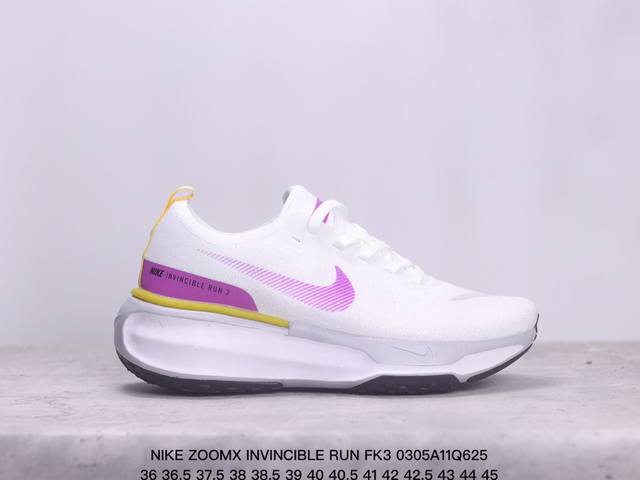 真标耐克nike Zoomx Invincible Run Fk3 短跑马拉松系带系列轻量休闲运动慢跑鞋 货号:Dr2615-001 尺码:36 36.5 37