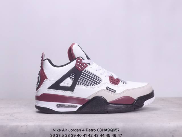 耐克nike Air Jordan 4 Retro Bred Reimagined 迈克尔 乔丹aj4代中帮复古休闲运动文化篮球鞋 皮革版黑红公牛 Xm0311