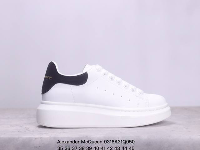 公司级意大利高奢品牌alexander Mcqueen亚历山大 麦昆 Sole Leather Sneakers低帮时装厚底休闲运动小白鞋 尺码:35-45 X