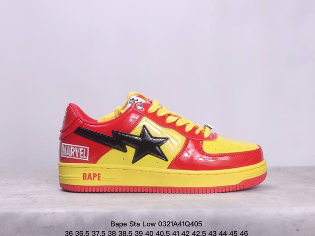 Bape Sta Low 人气单品 猿人头经典回归 全鞋包括内衬和鞋舌都是白色牛皮高规格用料 质感高级且耐脏 猿人头logo压印 金属猿人头鞋带扣 尽显bape