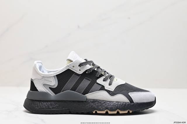 公司级ad Nite Jogger 2019 Boost 三叶草 联名夜行者 货号：Cg5951 复古跑鞋原厂材料 原厂大底 私家独模 网布搭配麂皮拼接打造鞋面