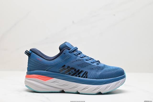 公司级hoka One W Bondi 7 余文乐同款 机能缓震跑鞋 1110518 #美国新兴跑鞋品牌，鞋面部分采用工程网眼面料，可以确保必要的透气性能。而为