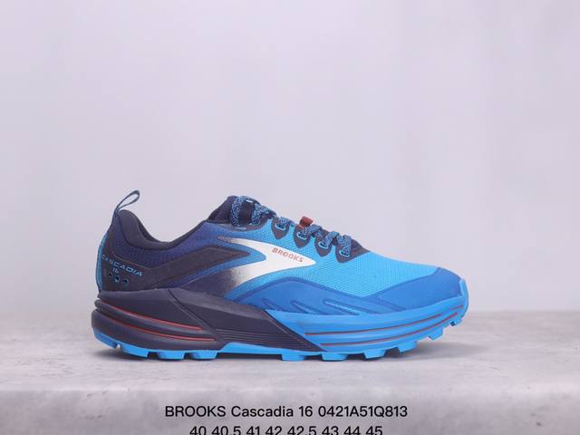 布鲁克斯brooks 新款男鞋 Cascadia 16系列 户外山地越野跑鞋 缓震透气舒适 专业马拉松 运动跑步鞋 货号:110376 尺码:40 40.5 4