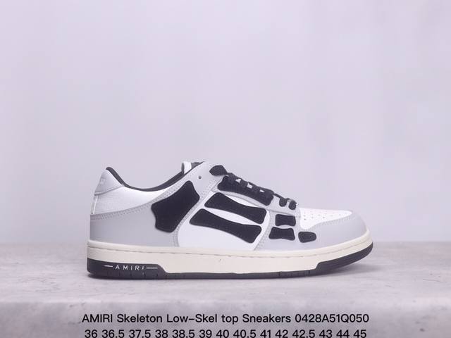 公司级号称洛杉矶街头之王高奢品牌 埃米尔 Amiri Skeleton Low-Skel Top Sneakers 骨骼系列低帮经典百搭真皮休闲运动板鞋“皮革北 - 点击图像关闭