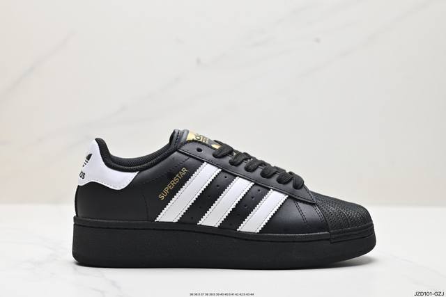 公司级阿迪达斯 三叶草adidas Originals Superstar Xlg 贝壳头系列低帮厚底松糕经典百搭休闲运动板鞋xl“皮革武士黑白logo”Ig9