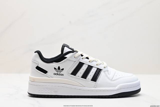 公司级阿迪达斯 Adidas Forum Low 低帮百搭潮流休闲运动板鞋 以复古篮球鞋的外形为基础，采用皮革拼接，简约百搭，更加贴合舒适。中底内侧网格造型起到