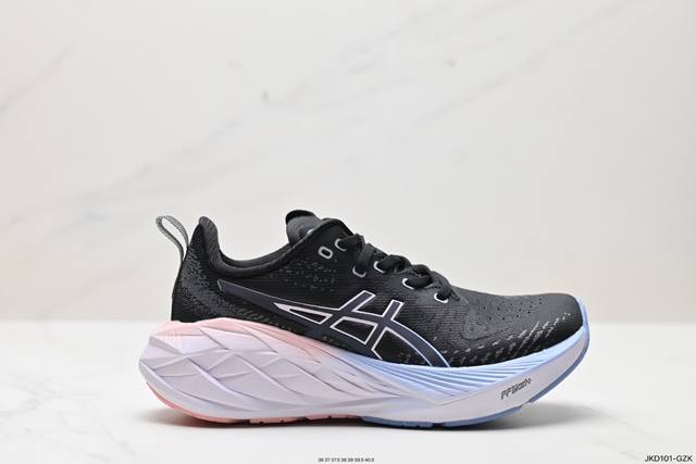 公司级asics Novablast 4 轻量跑鞋 低帮轻量透气缓震休闲运动跑步鞋 采用单丝纤维网布鞋面材质 鞋口圈柔软反绒皮材料 全新eva与obc混合发泡中