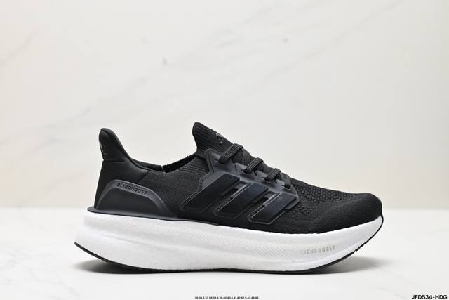 公司级阿迪达斯adidas Ultraboost Light 全掌爆米花休闲运动跑鞋。采用网材搭配反光皮革鞋面，配上stretchweb网格外底和boost中底