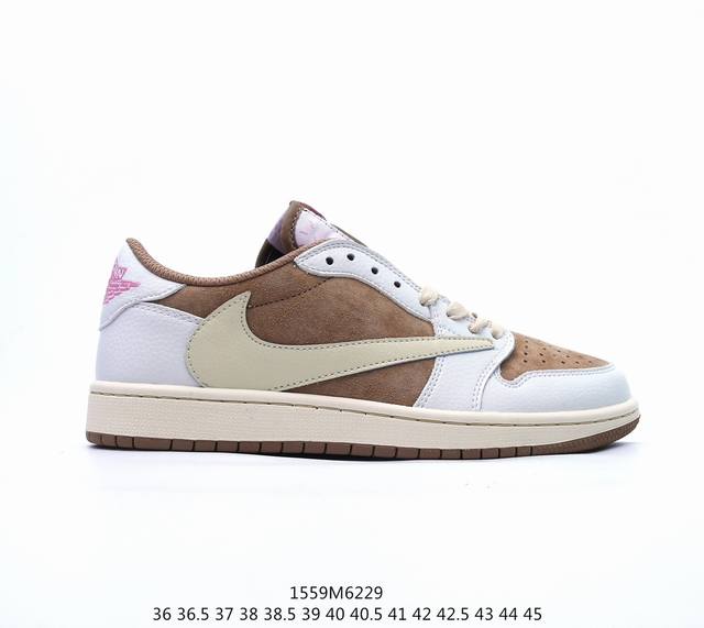 公司级aj1倒勾travis Scott X Air Jordan 1 ” Reverse Mocha “ Aj1乔1 Ts 闪电 联名倒钩 低帮文化篮球鞋 完