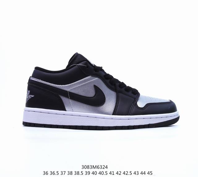 Air Jordan 1 Low 黑银 Aj1乔1低帮休闲板鞋 同步官方配色 市场唯一独家头层皮打造 原鞋原档案开发 原厂皮料 原档冲孔鞋头 正确满胶鞋垫 四线