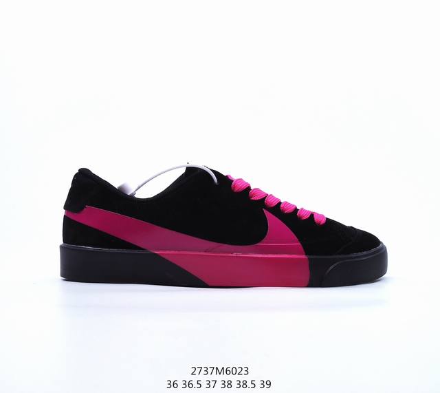 公司级耐克nike Blazer City Low Lx 耐克春季爆款 翻毛皮鞋面 黑白复古大钩子休闲百搭板鞋 货号：Av2253 001，编码2737M602