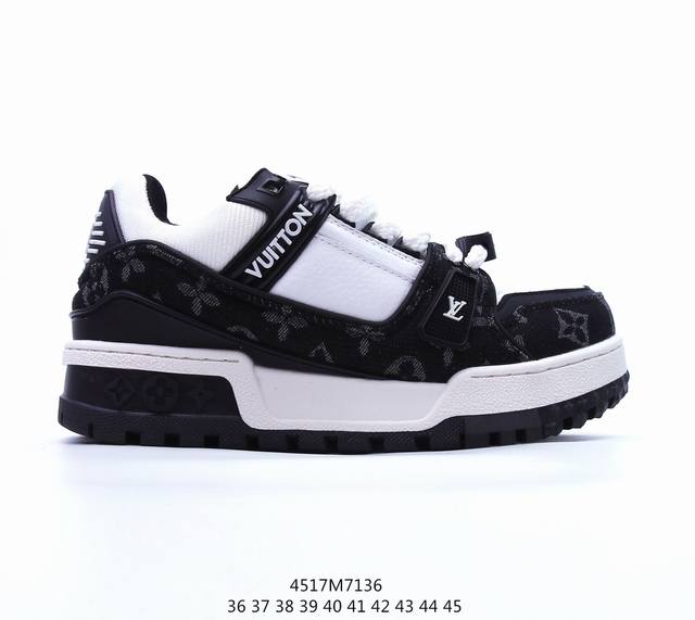 Lv路易威登louis Vuitton Trail Sneaker Low 休闲运动文化百搭篮球板鞋 致tpr光泽鞋底#耐弯折滴塑支持片#鞋垫嵌入超软脚感乳胶材