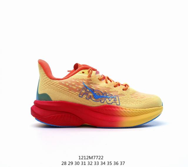 童鞋 Hoka One One独特的竞训鞋,主打舒适软弹老爹鞋hokamach马赫6#儿童竞速跑鞋 Hoka Mach 6 轻盈且富有弹性的舒适感！迄今为止最轻