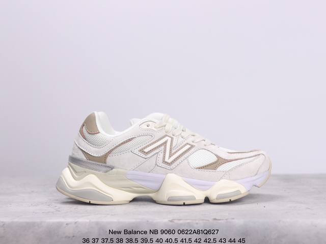 New Balance Nb 9060 复古单品 鞋款灵感源自设计师本人对夏日的怀日回忆。鞋面大身由空间双格及磨砂鞋面拼接而生，配以柔和、温暖的粉橘色调，夏日氛