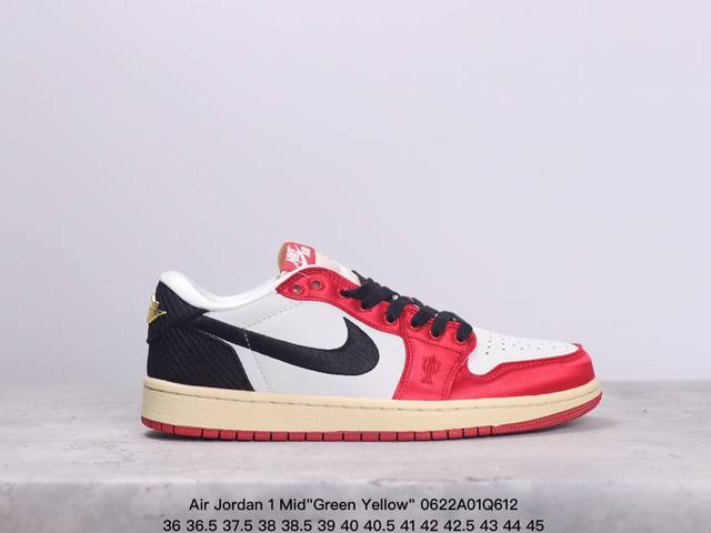 Air Jordan 1 Mid Green Yellow Aj1乔丹一代中帮经典复古文化休闲运动篮球鞋 Xm0622Q612