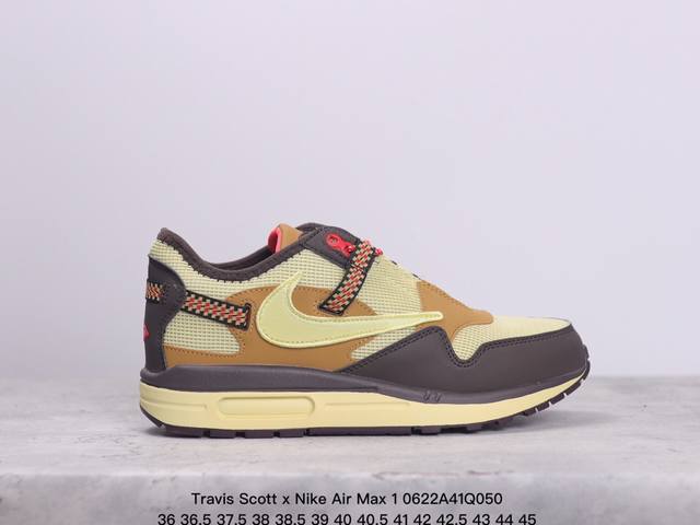 公司级联名倒钩 再度重磅联乘当红说唱歌手 特拉维斯 斯科特travis Scott X Nike Air Max 1”Cactus Jack“改版款低帮复古百搭