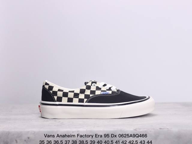 Vans Anaheim Factory Era 95 Dx 万斯 安纳海姆 黑白棋盘格 低帮硫化板鞋 帆布鞋 鞋身总体采用era 95设计，安纳海姆特有的黑色