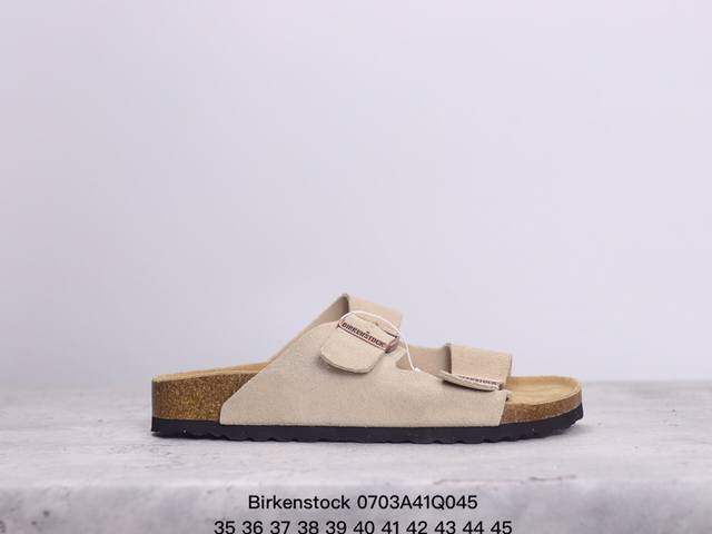 德国百年知名鞋履品牌 博肯birkenstock 勃肯拖鞋系列凉拖鞋休闲沙滩凉鞋 广东原产#采用质地柔软牛皮革 中底搭载缓震软木橡胶 外置eva轻量片装外底。