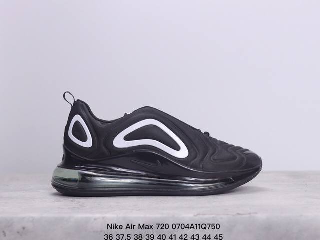 Nike Air Max 720 官方全新释出，气垫部分的全新升级，采用全掌一体式设计，整体极具未来感，鞋面部分以流线型凹凸结构组成 货号：Ao2924- 尺码