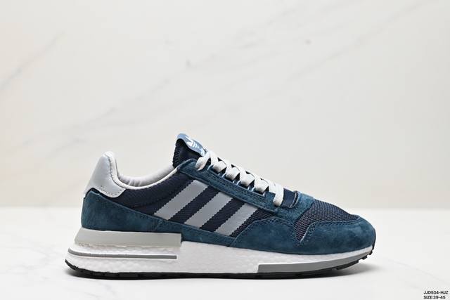 真标adidas Zx500 Rm Boost 阿迪达斯亲友限定 跑步休闲鞋 延续zx500 的复古跑鞋风格 鞋身由麂皮与网眼结合打造 最大的改变则是换上全掌b