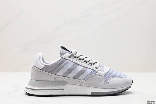 真标adidas Zx500 Rm Boost 阿迪达斯亲友限定 跑步休闲鞋 延续zx500 的复古跑鞋风格 鞋身由麂皮与网眼结合打造 最大的改变则是换上全掌b