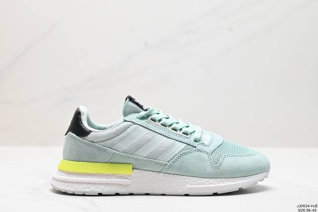 真标adidas Zx500 Rm Boost 阿迪达斯亲友限定 跑步休闲鞋 延续zx500 的复古跑鞋风格 鞋身由麂皮与网眼结合打造 最大的改变则是换上全掌b