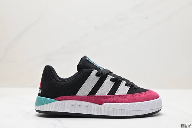 真标adidas Adimatic Low 马蒂奇系列低帮 复古鲨鱼面包鞋运动休闲滑板板鞋 整个鞋面由色彩艳丽的麂皮制成 搭配品牌标志性大尺寸三条纹 Logo