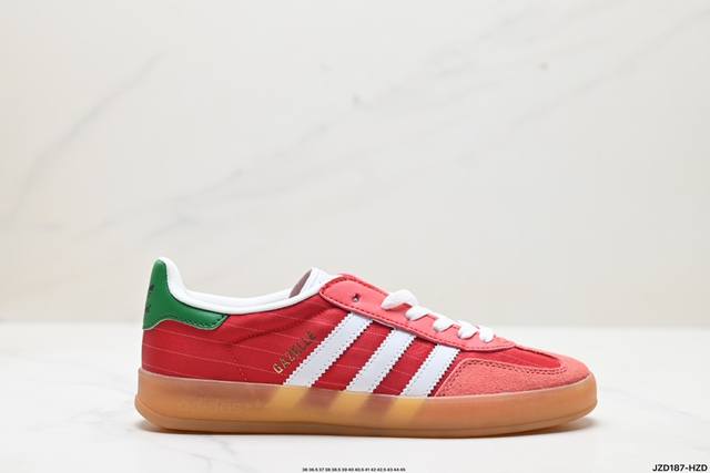 公司级adidas Originals Gazelle Indoor 三叶草休闲防滑耐磨低帮板鞋 鞋头出色设计 塑就出众贴合感 稳固的后跟贴合足部曲线设计 软弹