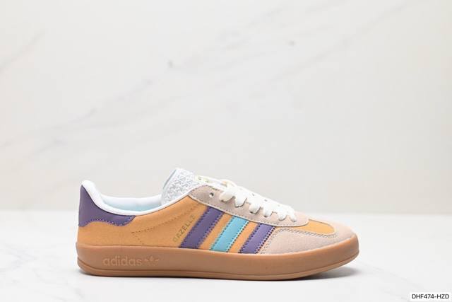 真标阿迪达斯adidas Originals Gazelle Indoor 三叶草复古防滑耐磨低帮板鞋 鞋款采用柔软的绒面革和耐用的皮革衬里融合在橡胶外底上！