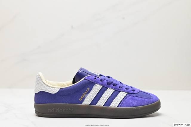 真标阿迪达斯adidas Originals Gazelle Indoor 三叶草复古防滑耐磨低帮板鞋 鞋款采用柔软的绒面革和耐用的皮革衬里融合在橡胶外底上！