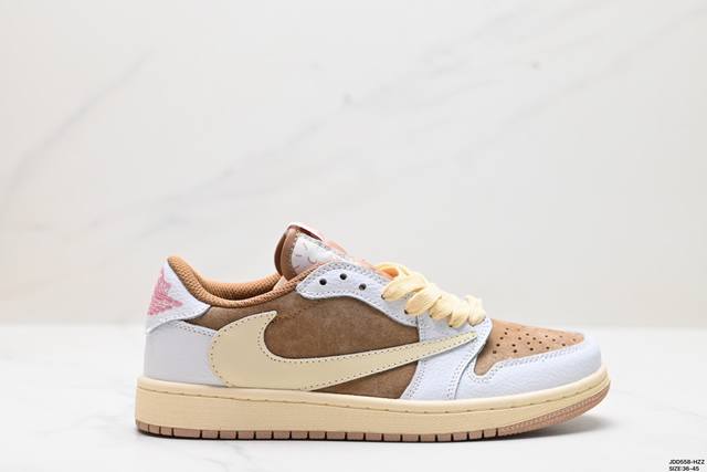 真标nike Aj1倒勾travis Scott X Air Jordan 1 Reverse Mocha Aj1乔1 联名倒钩 低帮文化篮球鞋 货号:Dm78