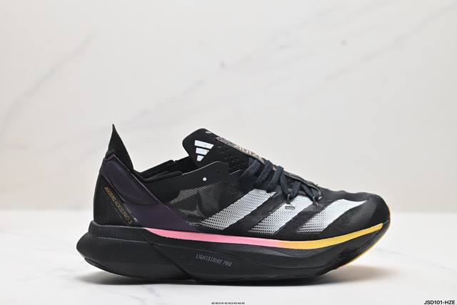 公司级adidas Adizero Adios Pro 3马拉松飞线贾卡轻质透气休闲运动跑步鞋 采用双层透气网纱 Flywire动态飞线绑缚鞋面材质 内置zoo