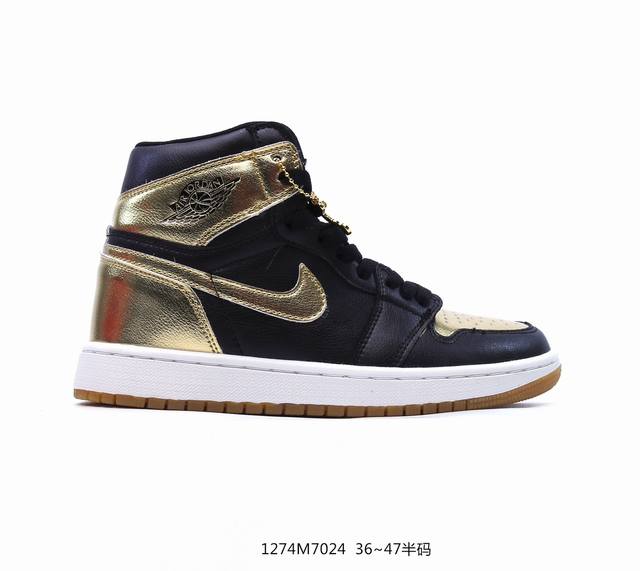 Air Jordan 1 High Og Metallic Gold 高帮 黑金脚趾 Aj1 乔丹1代 Aj1 乔1 高邦 黑黄 乔丹篮球鞋系列 鞋身采用了黄色