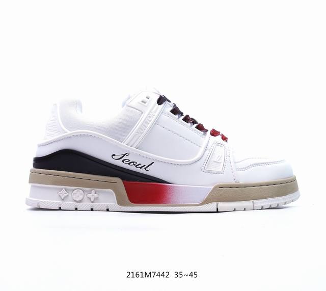 公司级全新lv路易威登louis Vuitton Trainer Sneaker Low休闲运动文化百搭板鞋 尺码:36-45，编码2161M7442