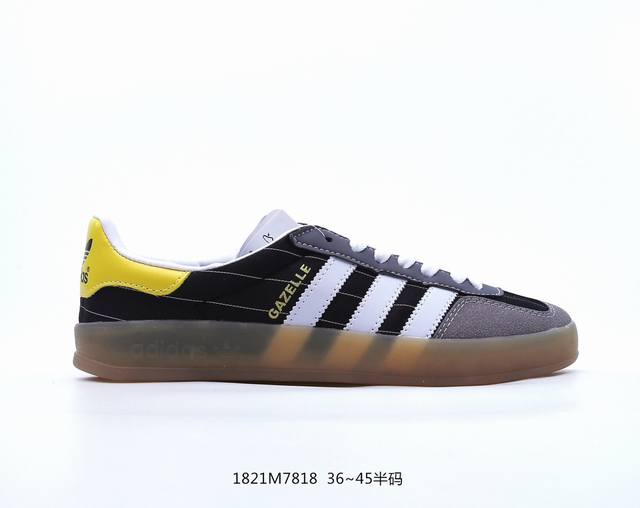 阿迪达斯 Adidas Handball Spezial 三叶草学院风复古休闲板鞋 德训鞋 橡胶底柔软皮革经典运动鞋板鞋。圆头、缝合拼接设计、正面绑带、鞋舌部位