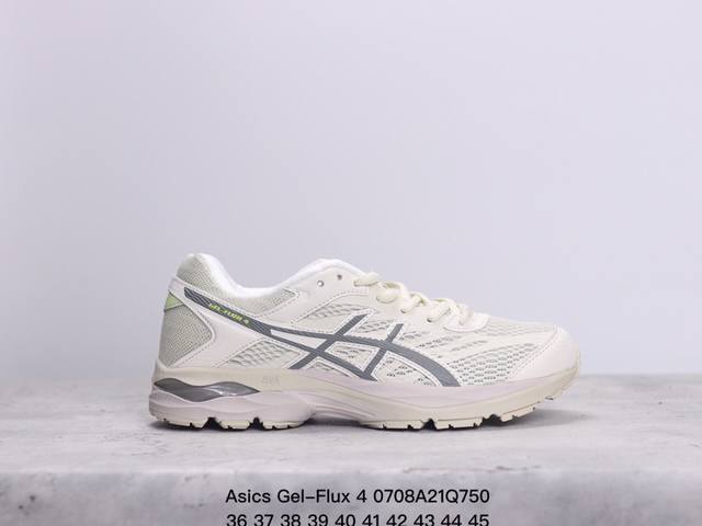 Asics 亚瑟士 Gel-Flux 4 男女子运动鞋舒适跑鞋缓震透气跑步鞋 。Gel-Flux4采用的是新一代轻质网布面，大孔洞设计极具透气性，柔软包覆双脚，