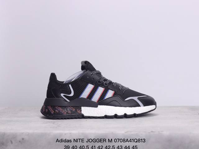 公司级阿迪达斯三叶草 Nite Jogger M 经典运动跑鞋 夜行者 复古跑鞋原厂材料 原厂大底 私家独模 网布搭配麂皮拼接打造鞋面 极具复古风格鞋头及鞋跟点