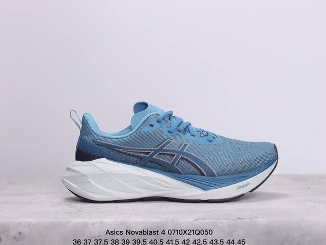 Asics Novablast 4 轻量跑鞋 低帮轻量透气缓震休闲运动跑步鞋 采用单丝纤维网布鞋面材质 鞋口圈柔软反绒皮材料 全新eva与obc混合发泡中底 外