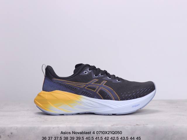 Asics Novablast 4 轻量跑鞋 低帮轻量透气缓震休闲运动跑步鞋 采用单丝纤维网布鞋面材质 鞋口圈柔软反绒皮材料 全新eva与obc混合发泡中底 外