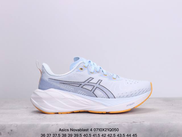 Asics Novablast 4 轻量跑鞋 低帮轻量透气缓震休闲运动跑步鞋 采用单丝纤维网布鞋面材质 鞋口圈柔软反绒皮材料 全新eva与obc混合发泡中底 外