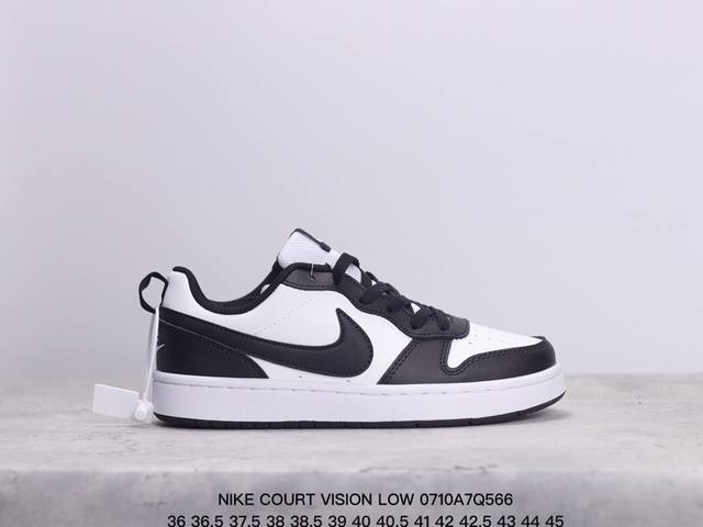 Nike Court Vision Low 小空军 低帮百搭透气休闲运动板鞋。 百搭单品正面、内侧、外侧、前面和后面视角看下这双白又白的小白鞋，它好像是一双经典