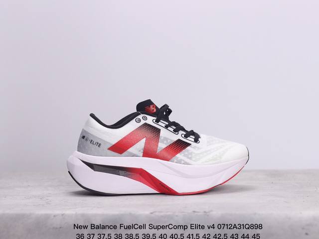 公司级new Balance Fuelcell Supercomp Elite V4 运动舒适耐磨 低帮休闲跑步鞋 男款 新款的elite V4，在鞋面和鞋底都