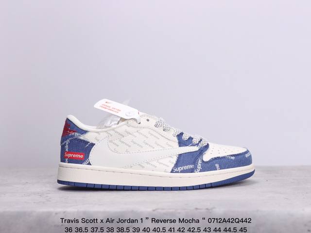 公司级aj1倒勾travis Scott X Air Jordan 1 ” Reverse Mocha “ Aj1乔1 Ts 闪电 联名倒钩 低帮文化篮球鞋 完