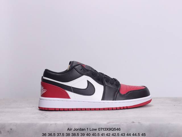 乔丹air Jordan 1 Low Aj1 乔1低帮复古文化休闲运动篮球鞋 黑白红 Xm0713Q546