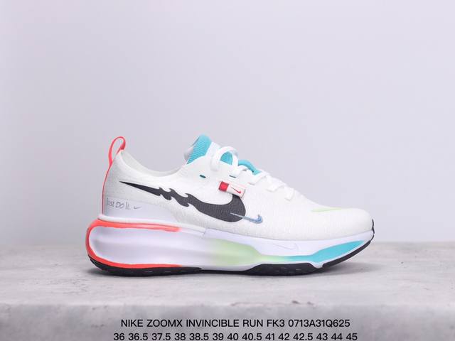 公司级耐克nike Zoomx Invincible Run Fk3 短跑马拉松系带系列轻量休闲运动慢跑鞋 货号:Fz4018-100 尺码:36 36.5 3