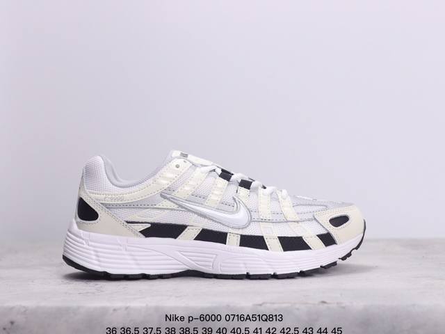 耐克nike P-6000 跑鞋内外侧都用了红色的钩子，采用透气材料，搭配匠心覆面，再现千禧年代的跑鞋风格，塑就大气外观。鞋款秉承 Nike Pegasus 2