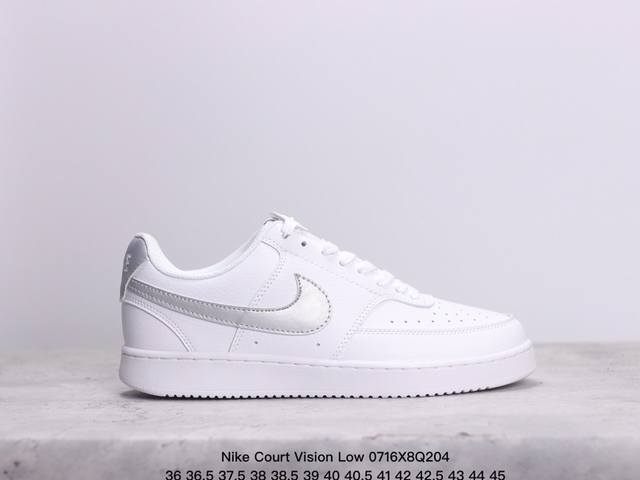 真标nike Court Vision Low 低帮百搭透气休闲运动板鞋，经典耐用的设计，兼顾舒适脚感和出众风范，演绎匠心之作。结构性的支撑贴合感结合复古篮球设